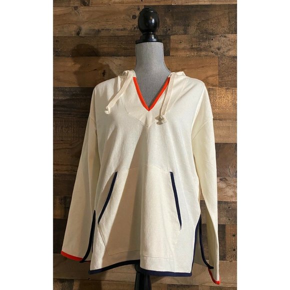 J.Crew Weekend Tipped V-Neck Hoodie Mariner cloth - Picture 2 of 4